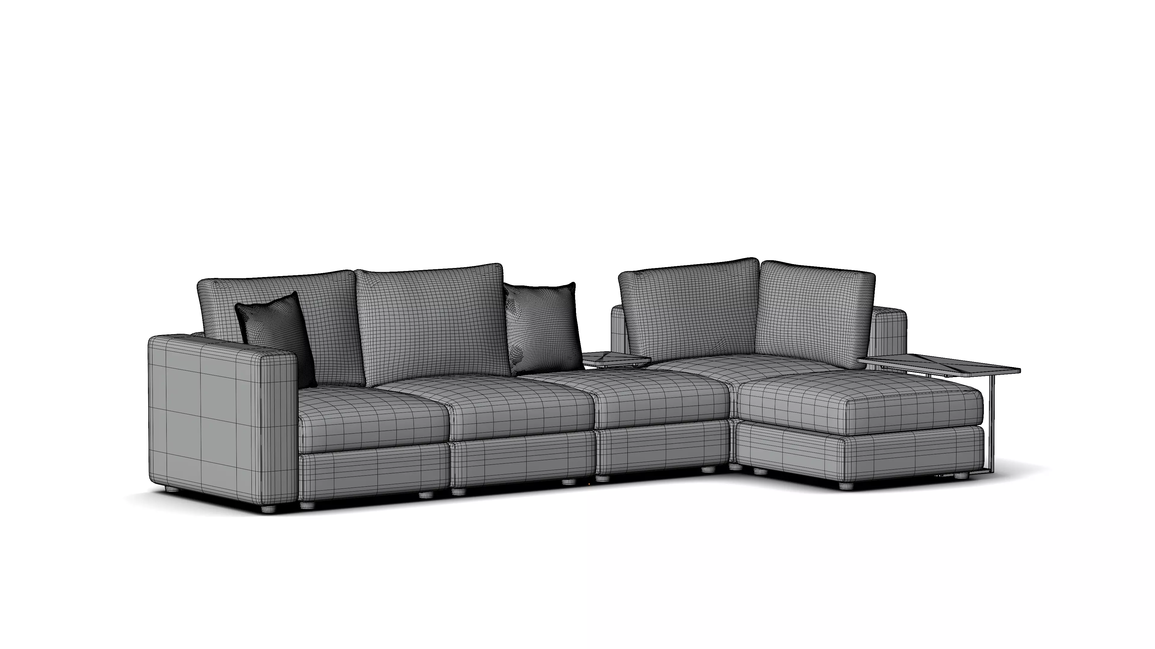 L-Sofa Low-poly 3D model_4