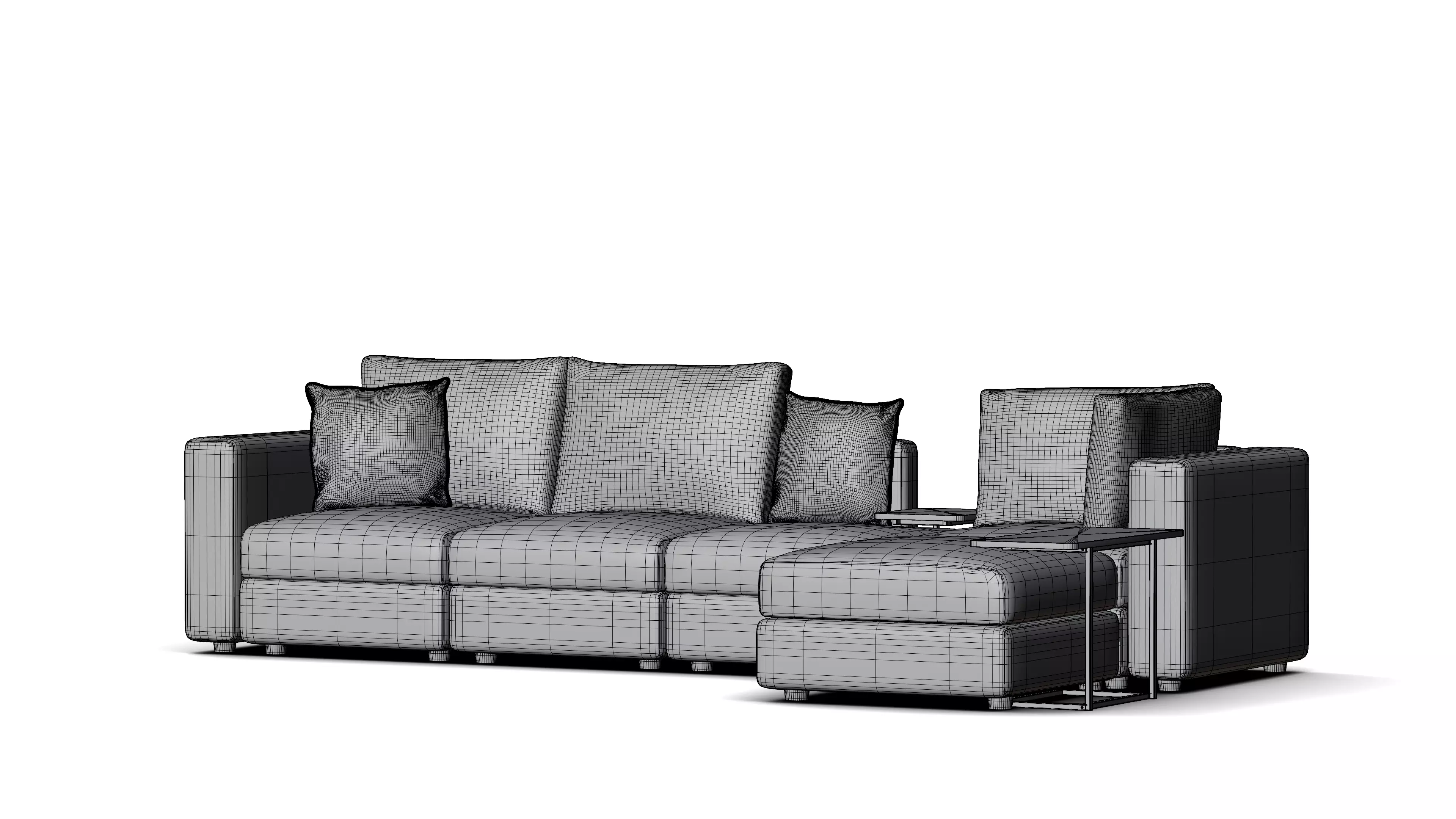 L-Sofa Low-poly 3D model_6