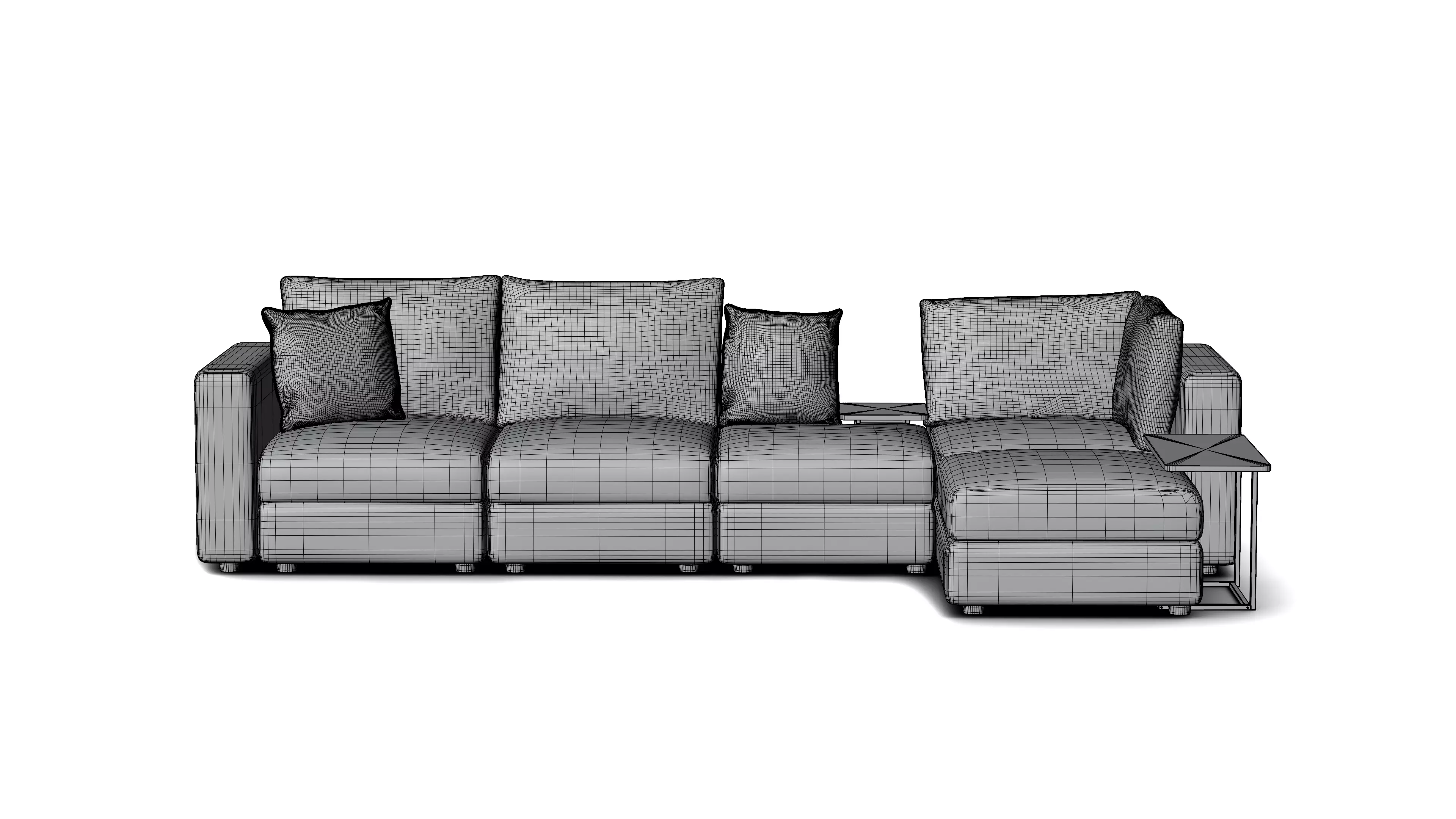 L-Sofa Low-poly 3D model_2