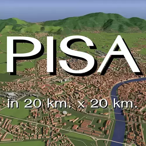 Pisa Italy in 20 km x 20 km - city and urban