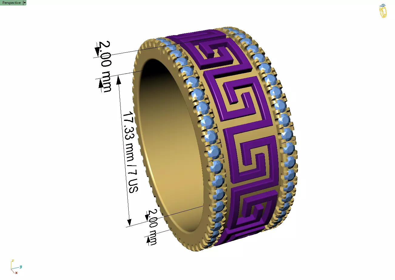 Custom Versace Diamond Band - Versace Ring 3D print model_7