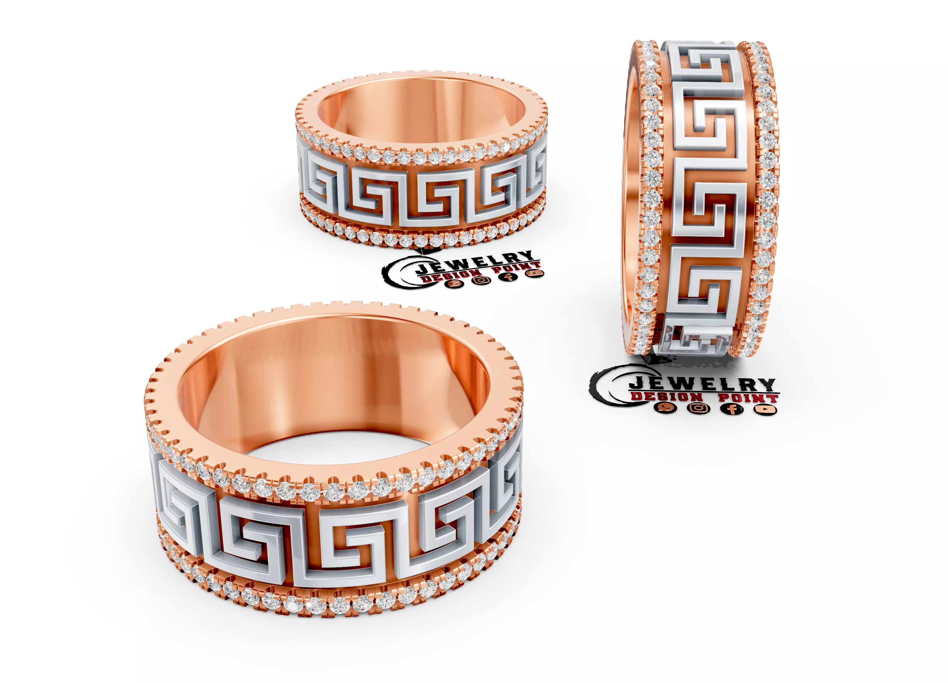 Custom Versace Diamond Band - Versace Ring 3D print model_3