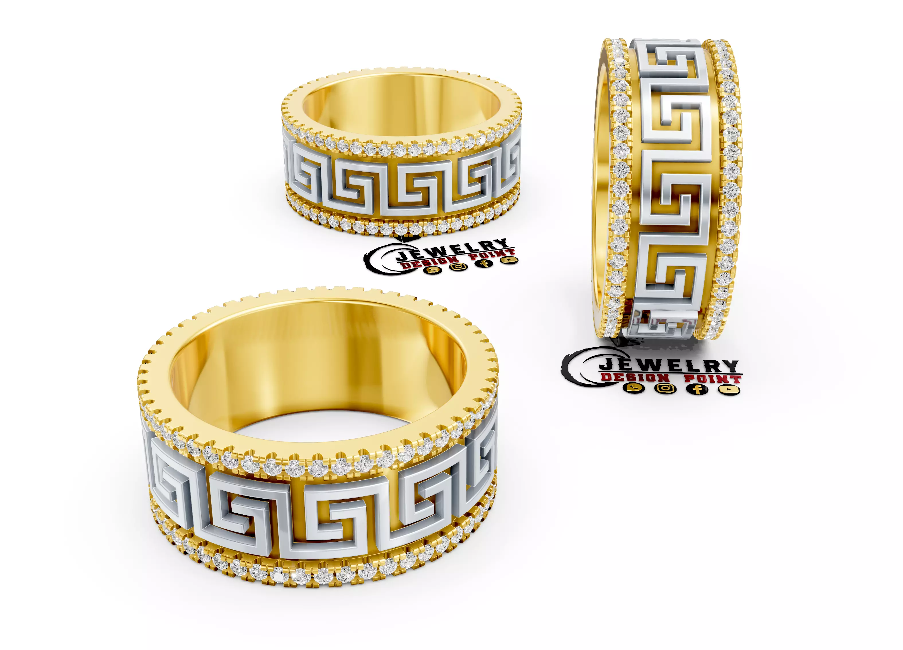 Custom Versace Diamond Band - Versace Ring 3D print model_2