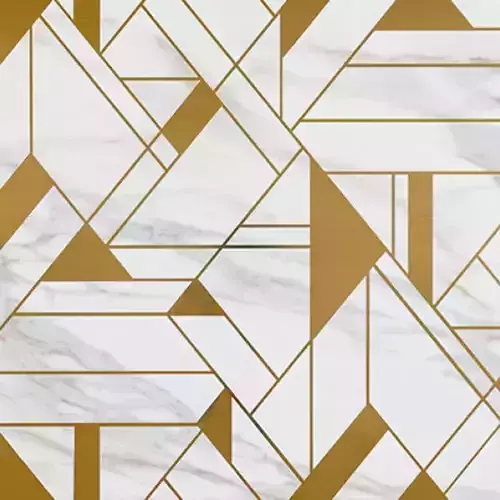White Marble  Brass Geometry Panel 