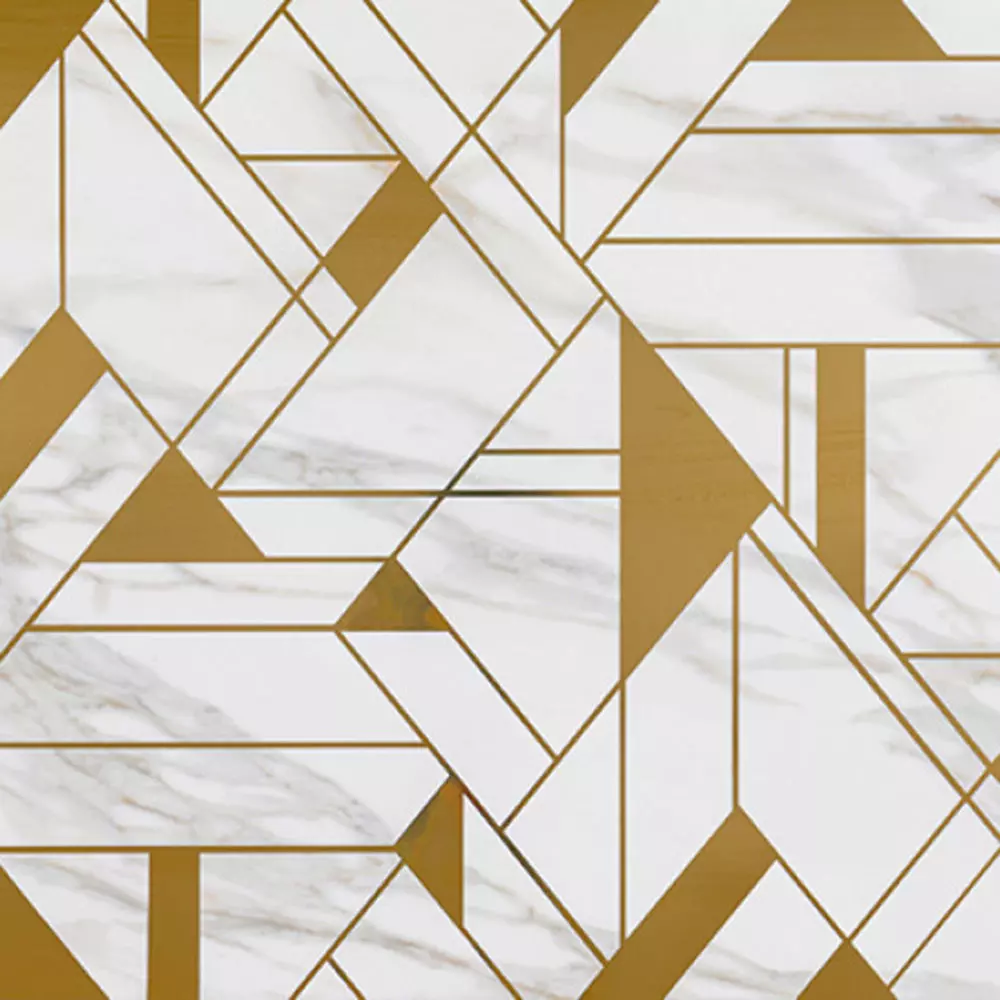 White Marble Brass Geometry Panel Texture_0