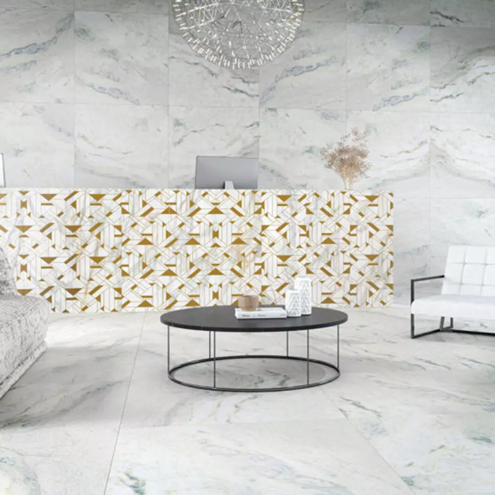 White Marble Brass Geometry Panel Texture_1