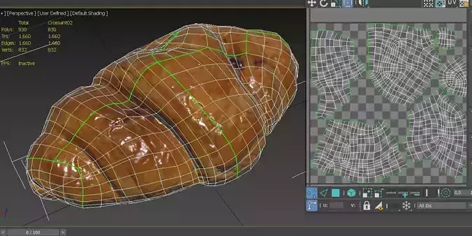 Croissant M02 Low-poly 3D model 4