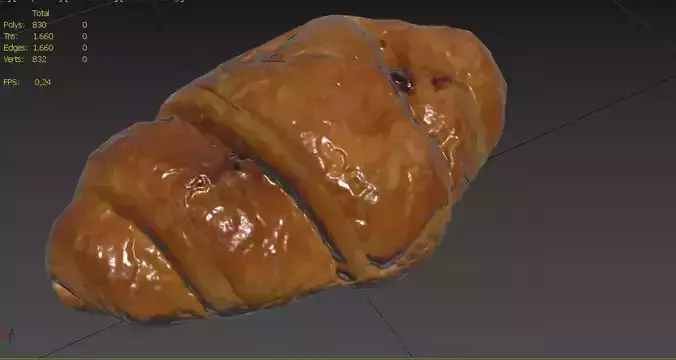 Croissant M02 Low-poly 3D model 3