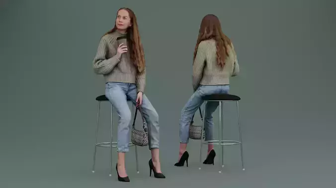 Girl with purse and coffee