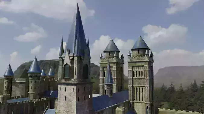 Fantasy Medieval Castle Fortress Low-poly 3D model