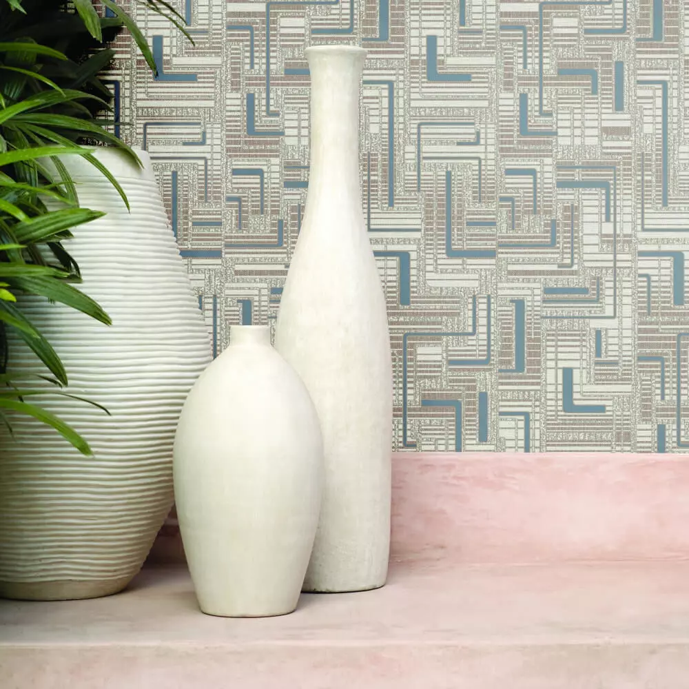 Embossed Geo Maze Wallpaper Texture