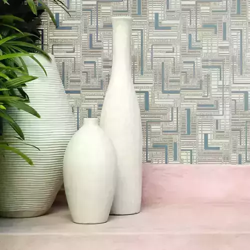 Embossed Geo Maze Wallpaper