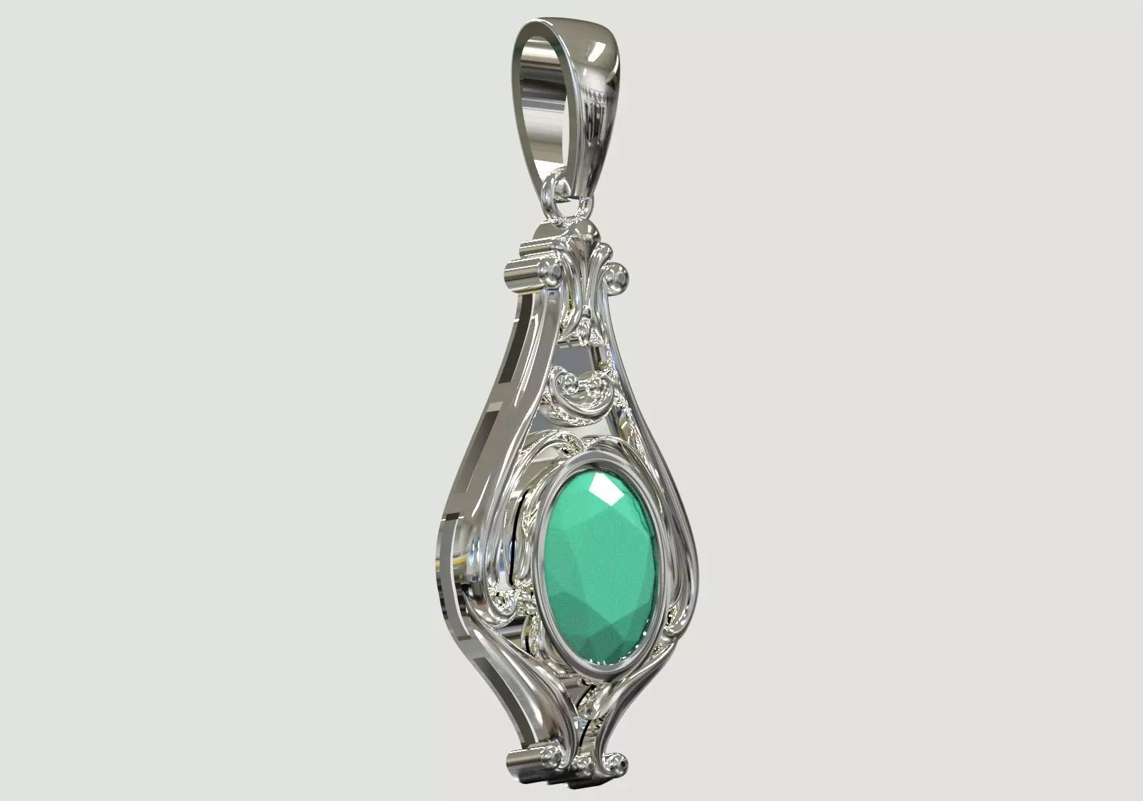 stl 3dm Plaque Classic Teardrop Pendant Central Turquoise gp0490 3D print model_13