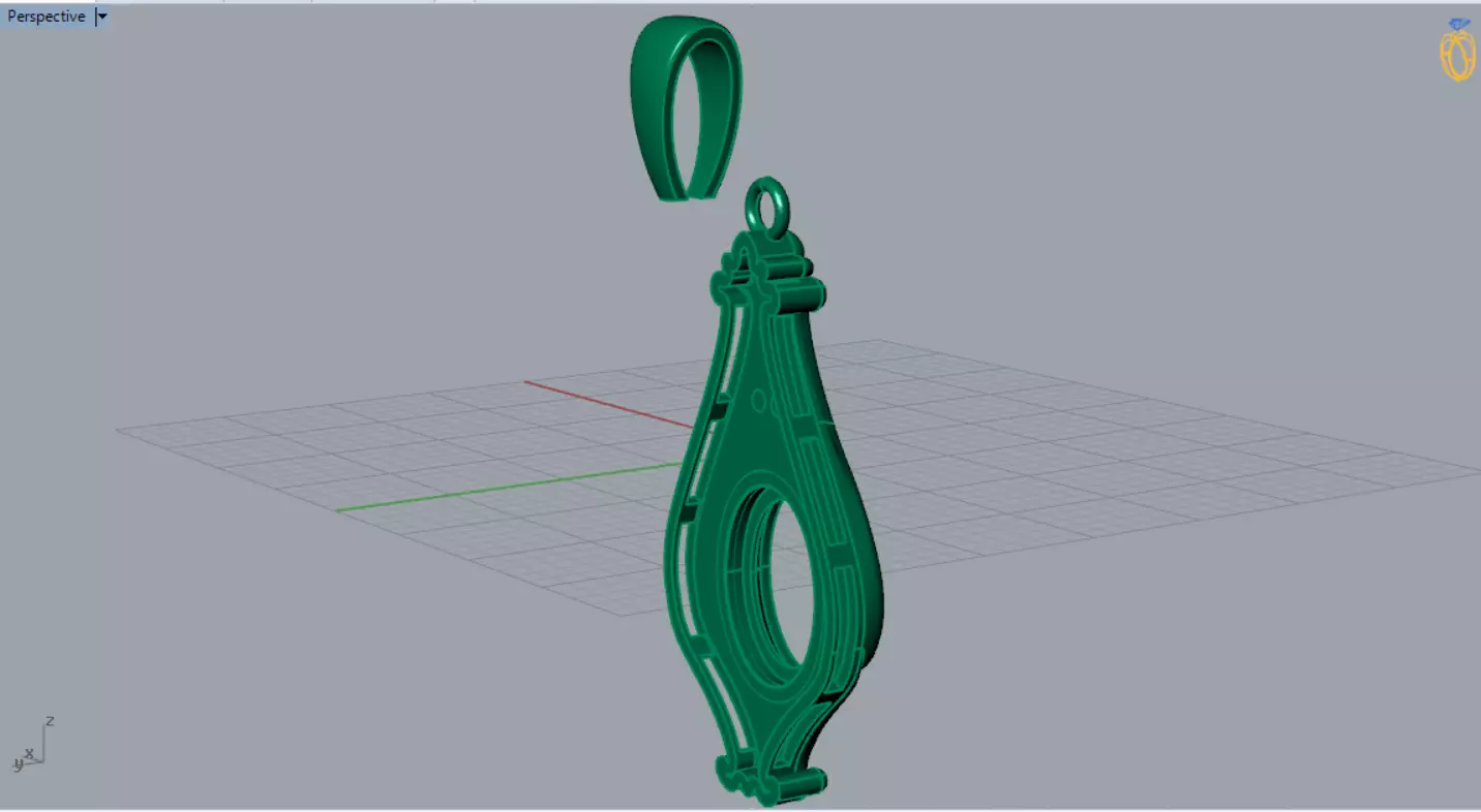 stl 3dm Plaque Classic Teardrop Pendant Central Turquoise gp0490 3D print model_10