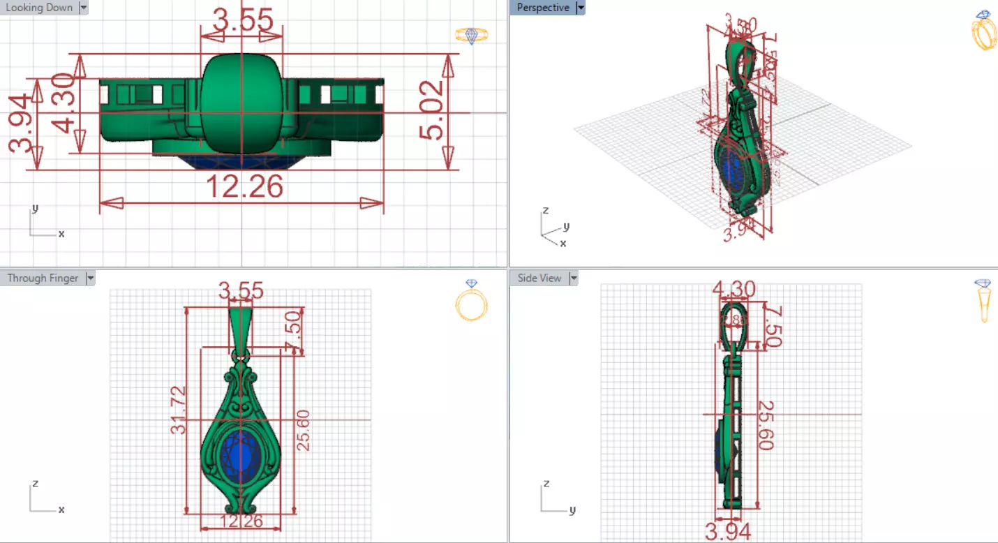 stl 3dm Plaque Classic Teardrop Pendant Central Turquoise gp0490 3D print model_18