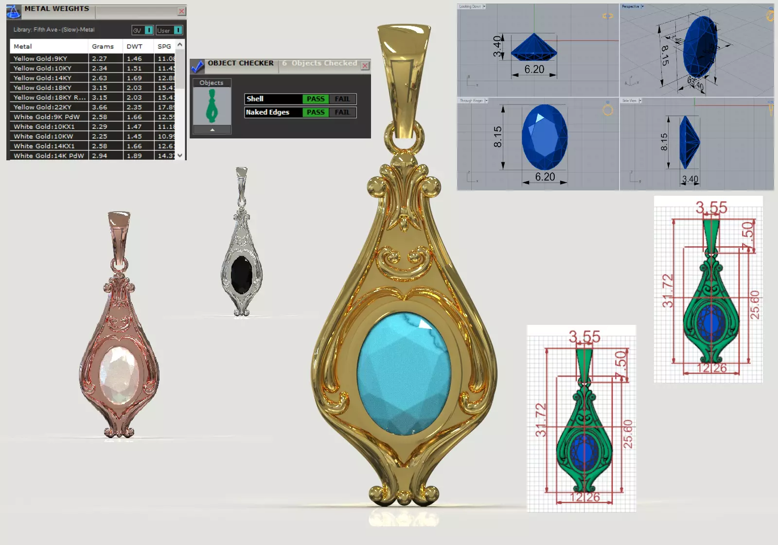 stl 3dm Plaque Classic Teardrop Pendant Central Turquoise gp0490 3D print model_0