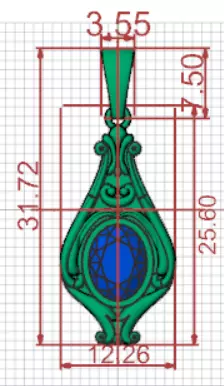 stl 3dm Plaque Classic Teardrop Pendant Central Turquoise gp0490 3D print model_21