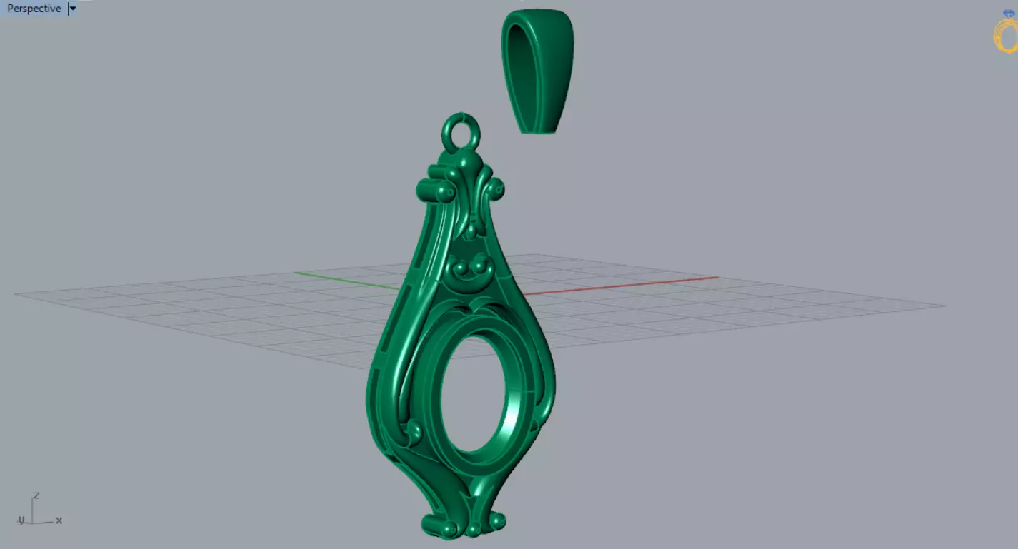 stl 3dm Plaque Classic Teardrop Pendant Central Turquoise gp0490 3D print model_6