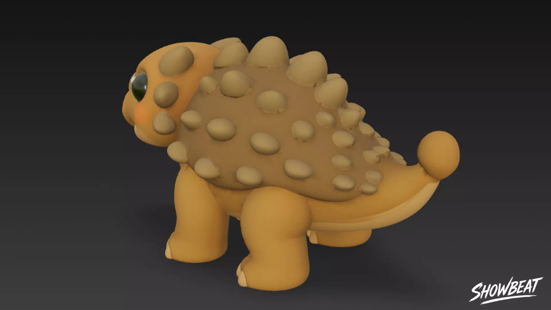 Cartoon Plush Ankylosaurus Low-poly 3D model_2