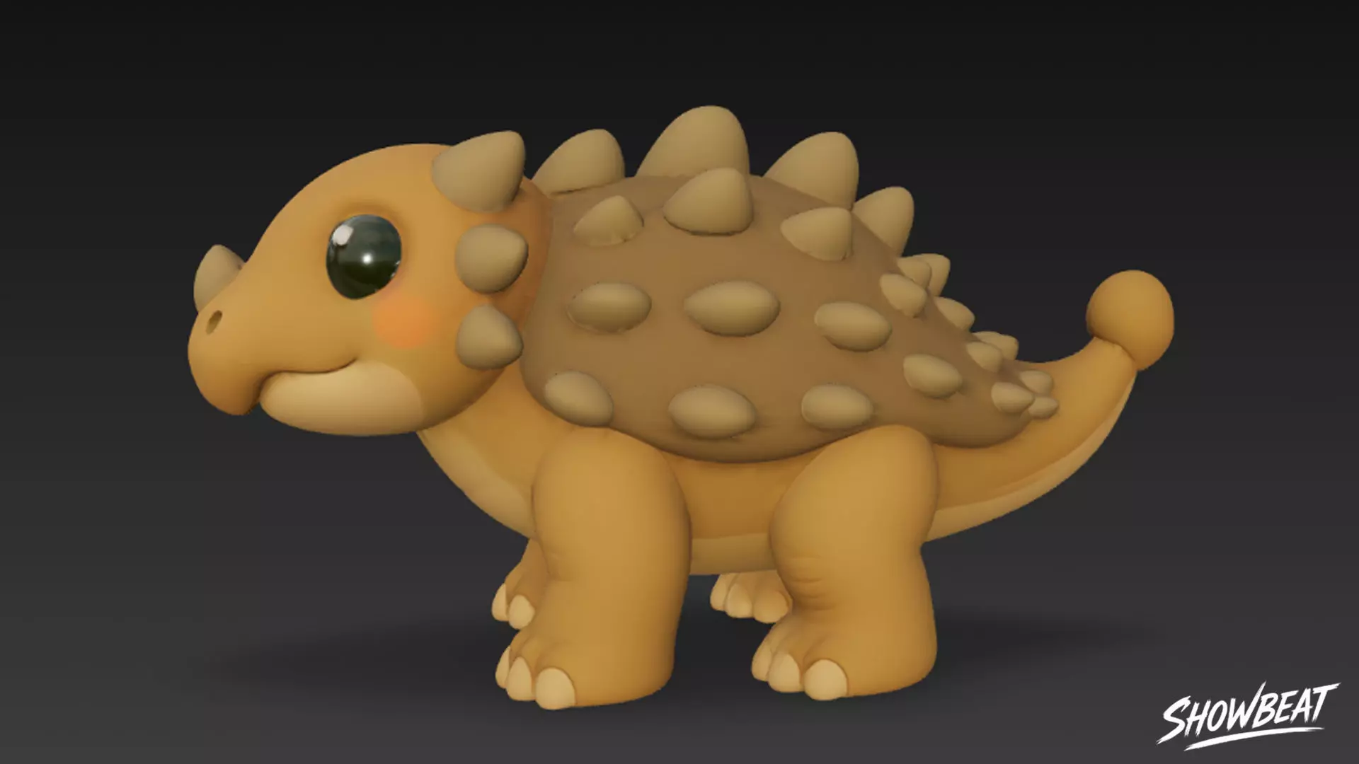 Cartoon Plush Ankylosaurus Low-poly 3D model_1
