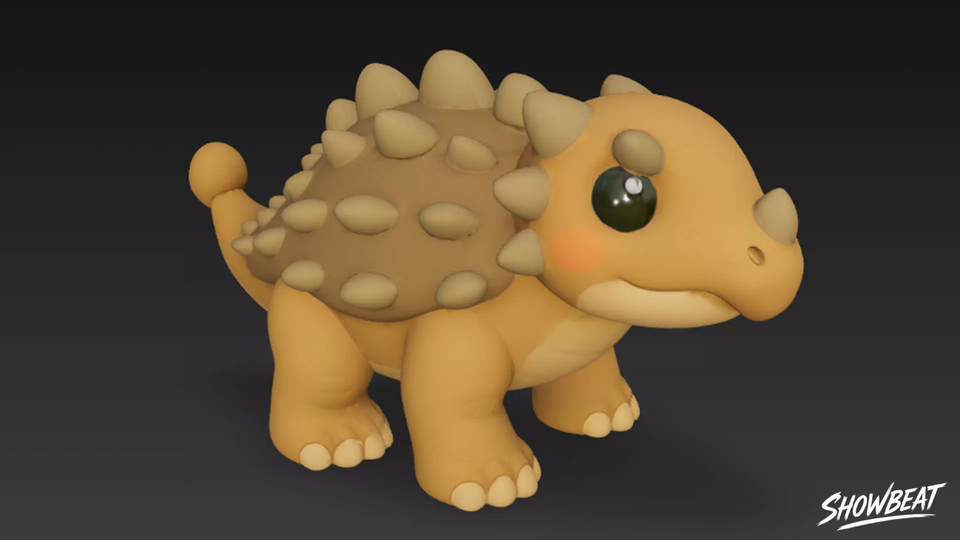 Cartoon Plush Ankylosaurus Low-poly 3D model_4