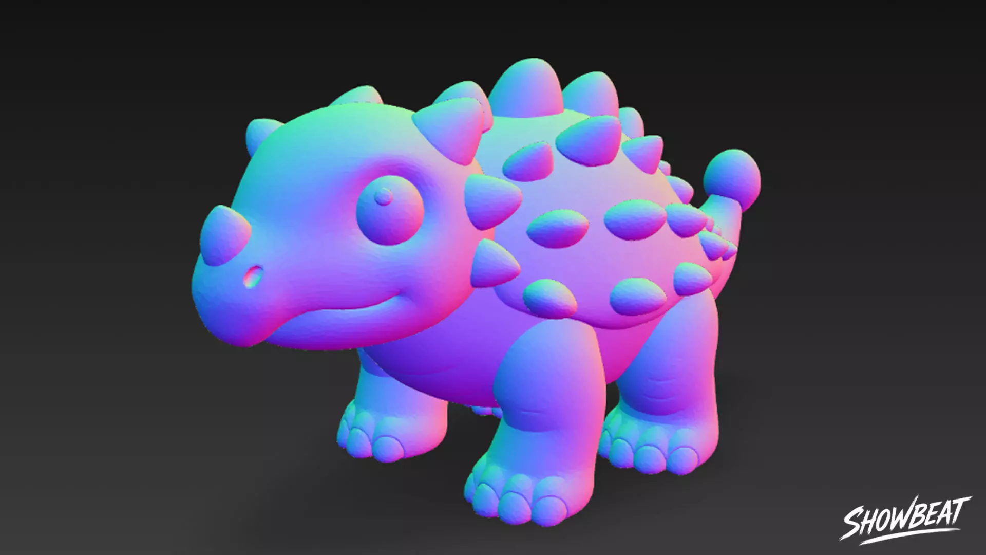 Cartoon Plush Ankylosaurus Low-poly 3D model_6