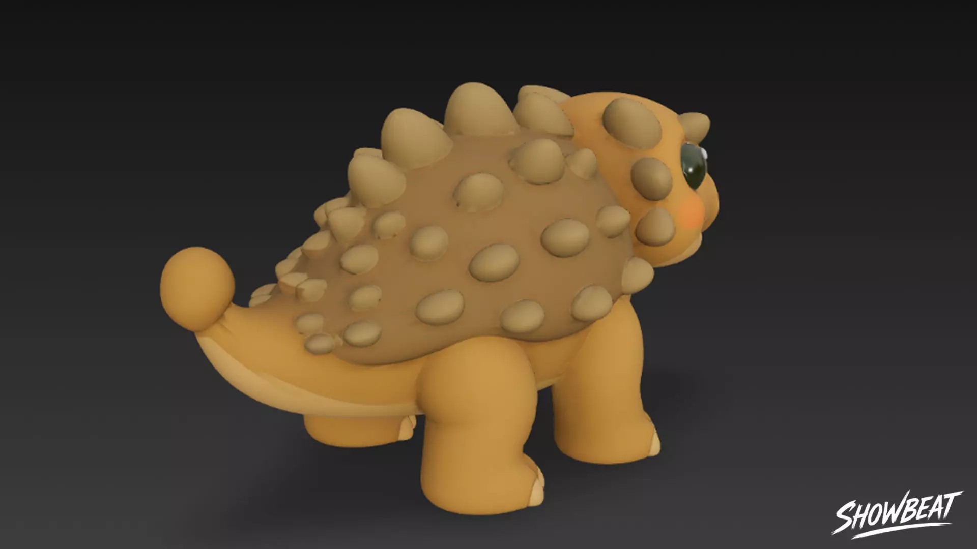 Cartoon Plush Ankylosaurus Low-poly 3D model_3