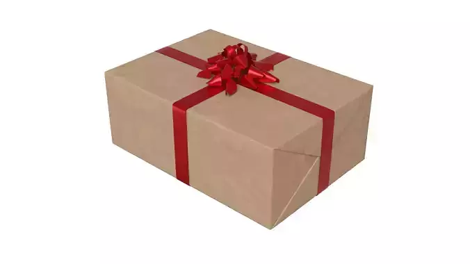Wrapped Gift Box PBR 04 3D model