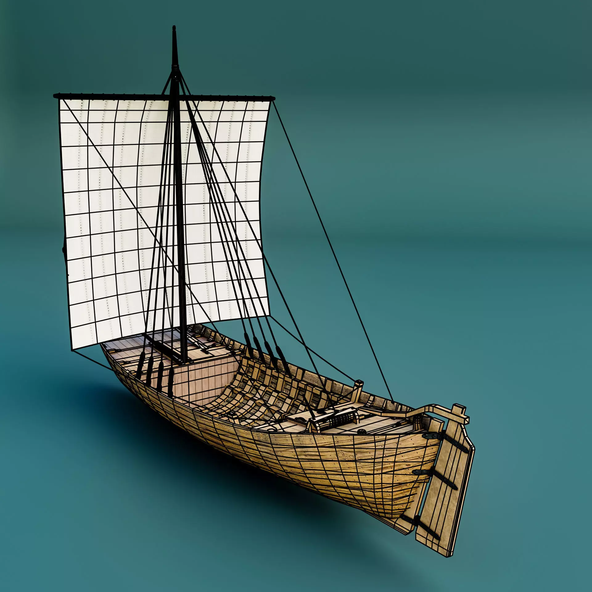 Medieval boat- kollereup kogge 3D model_6