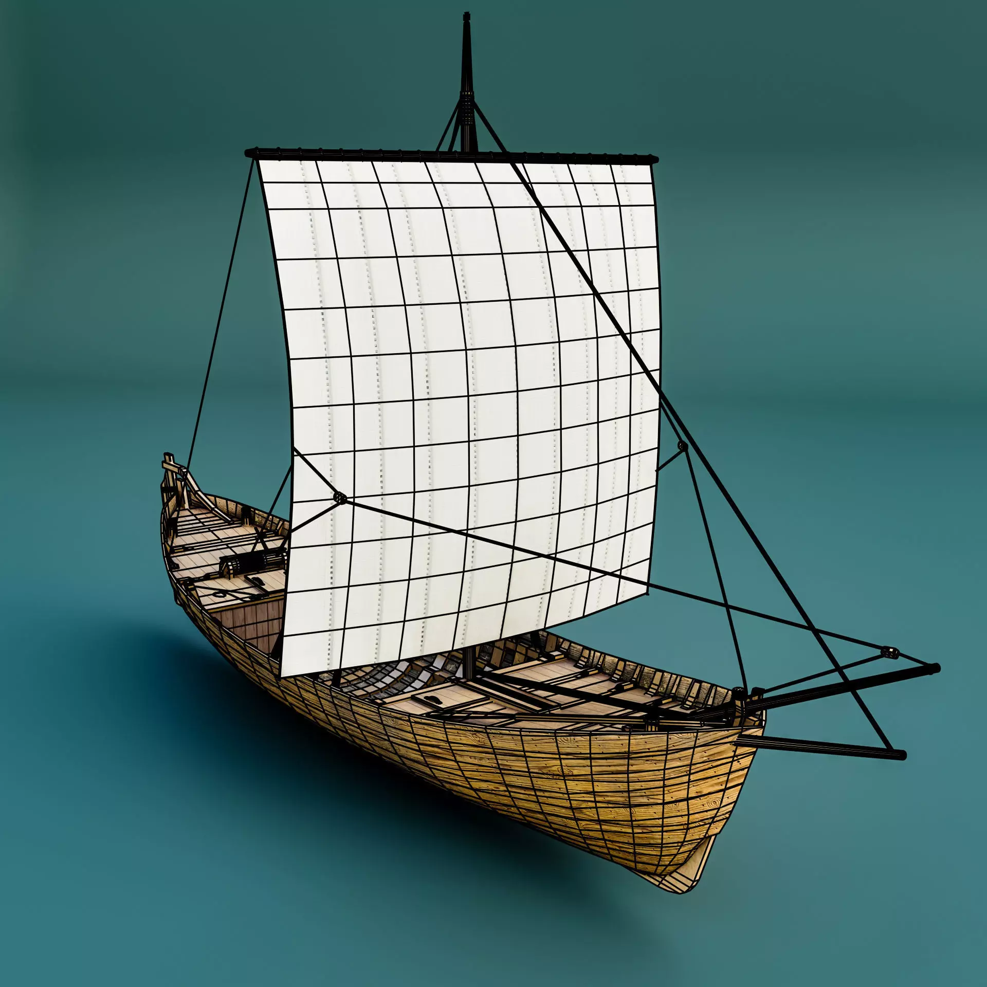 Medieval boat- kollereup kogge 3D model_5
