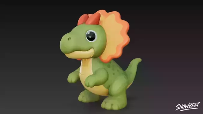 Cartoon Plush Dilophosaurus Low-poly 3D model
