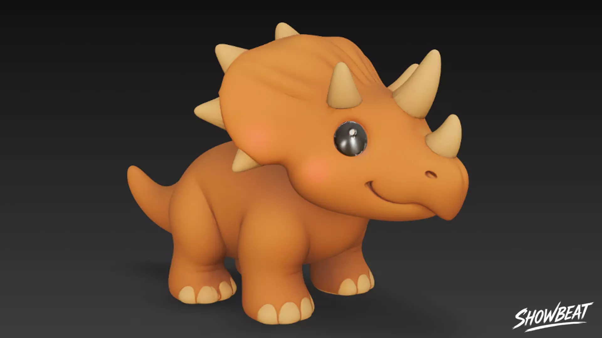 Cartoon Plush Pentaceratops Low-poly 3D model_4