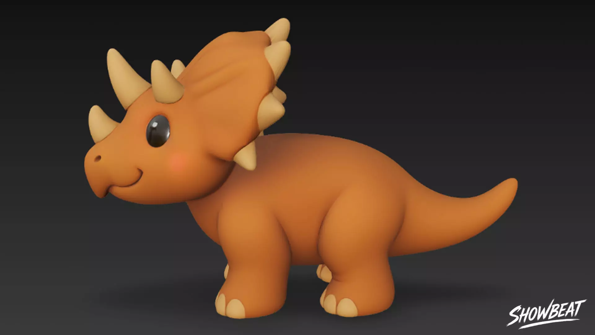 Cartoon Plush Pentaceratops Low-poly 3D model_1