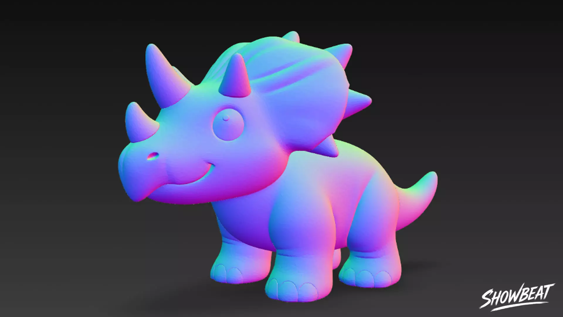 Cartoon Plush Pentaceratops Low-poly 3D model_8