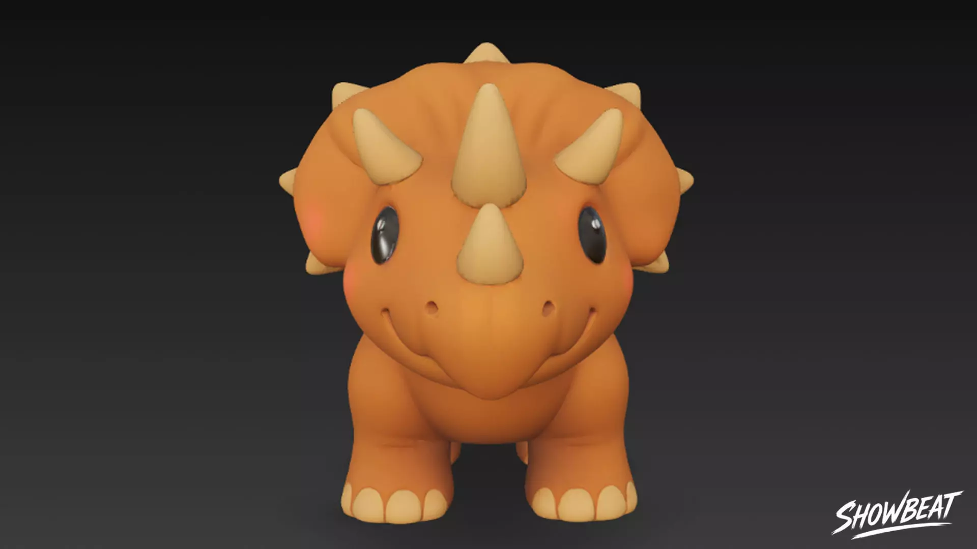 Cartoon Plush Pentaceratops Low-poly 3D model_5