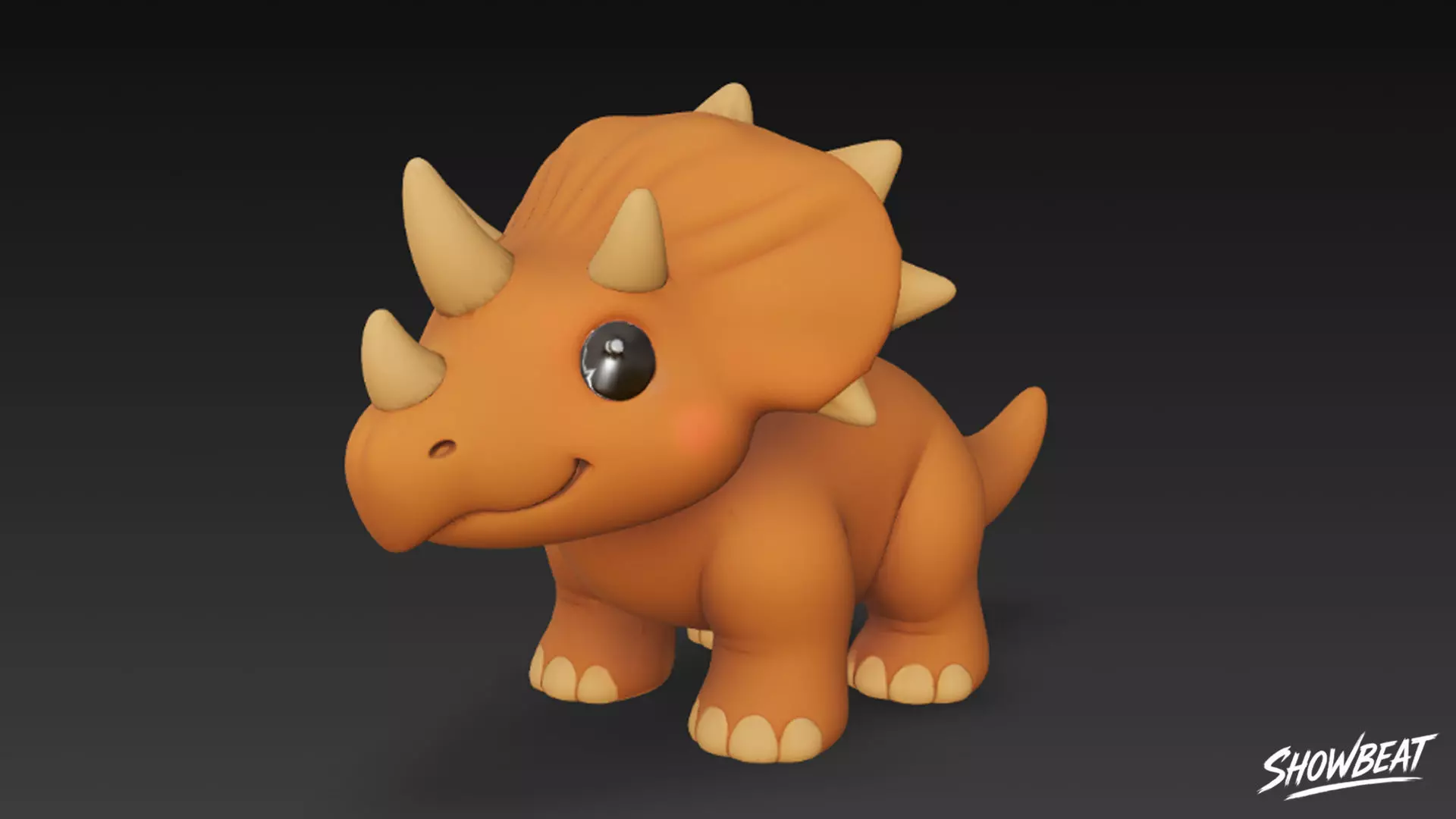 Cartoon Plush Pentaceratops Low-poly 3D model_0