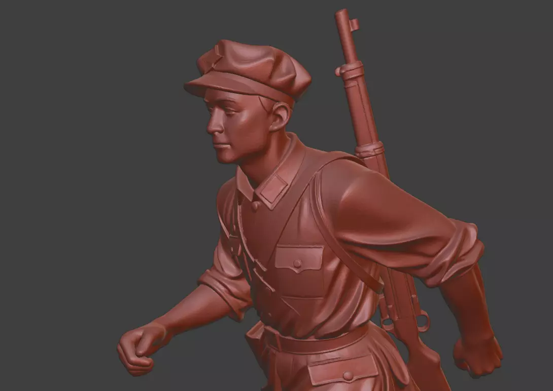 Military sculpture warrior  military battle war hero  soldier 3D print model_8