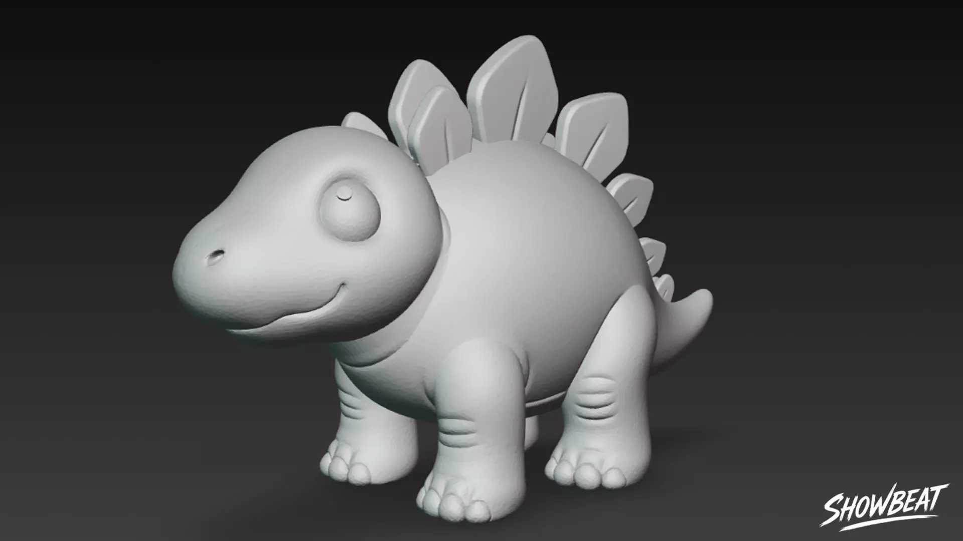 Cartoon Plush Stegosaurus Low-poly 3D model_7