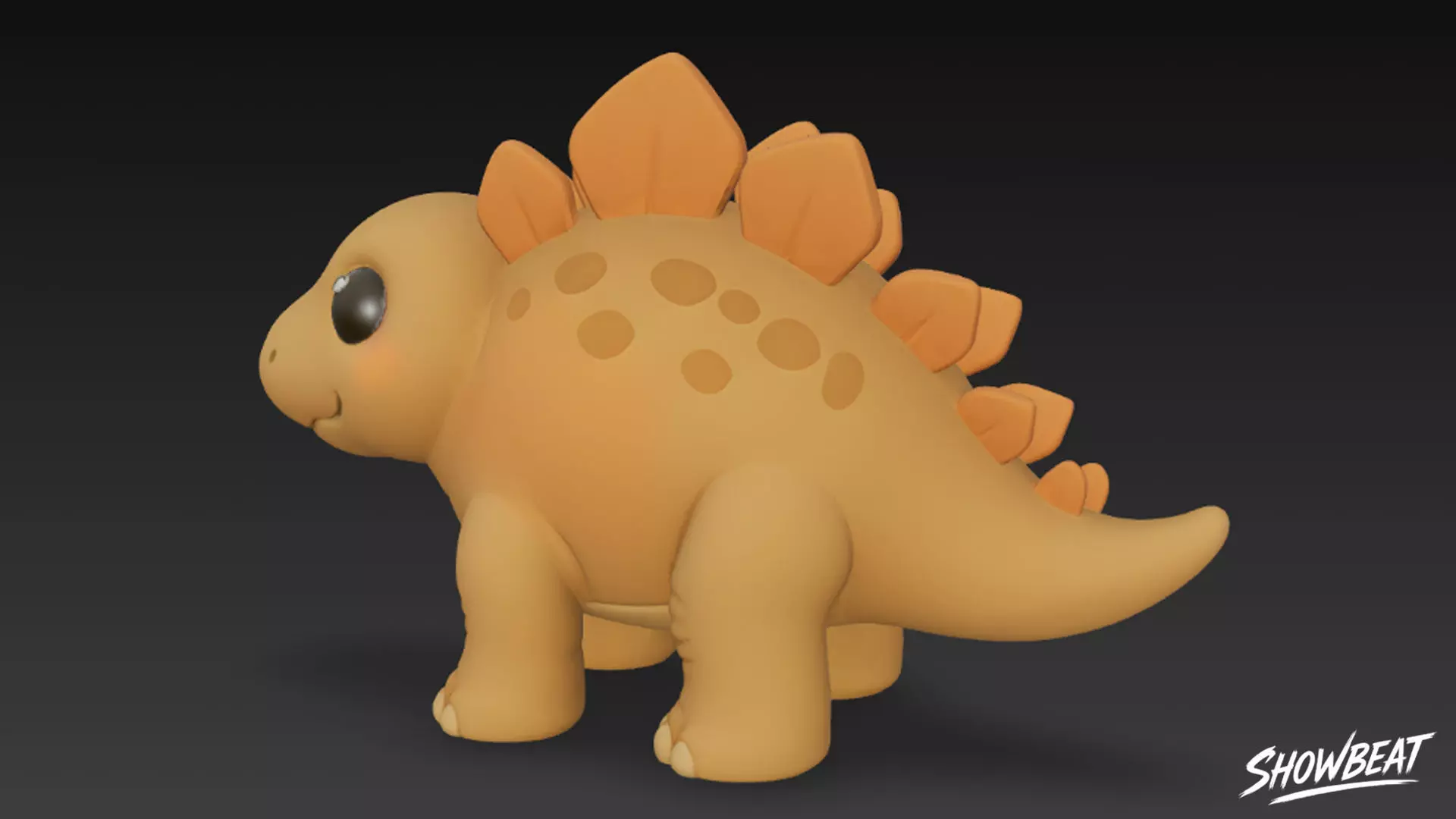 Cartoon Plush Stegosaurus Low-poly 3D model_3