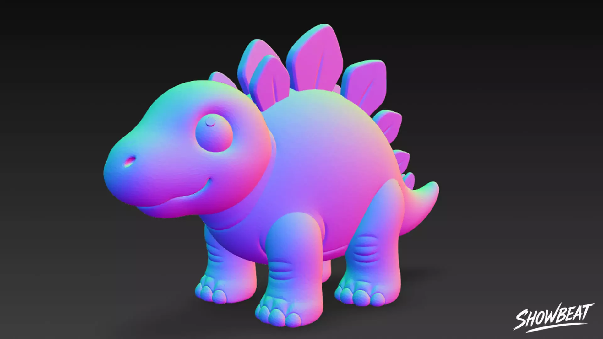 Cartoon Plush Stegosaurus Low-poly 3D model_6