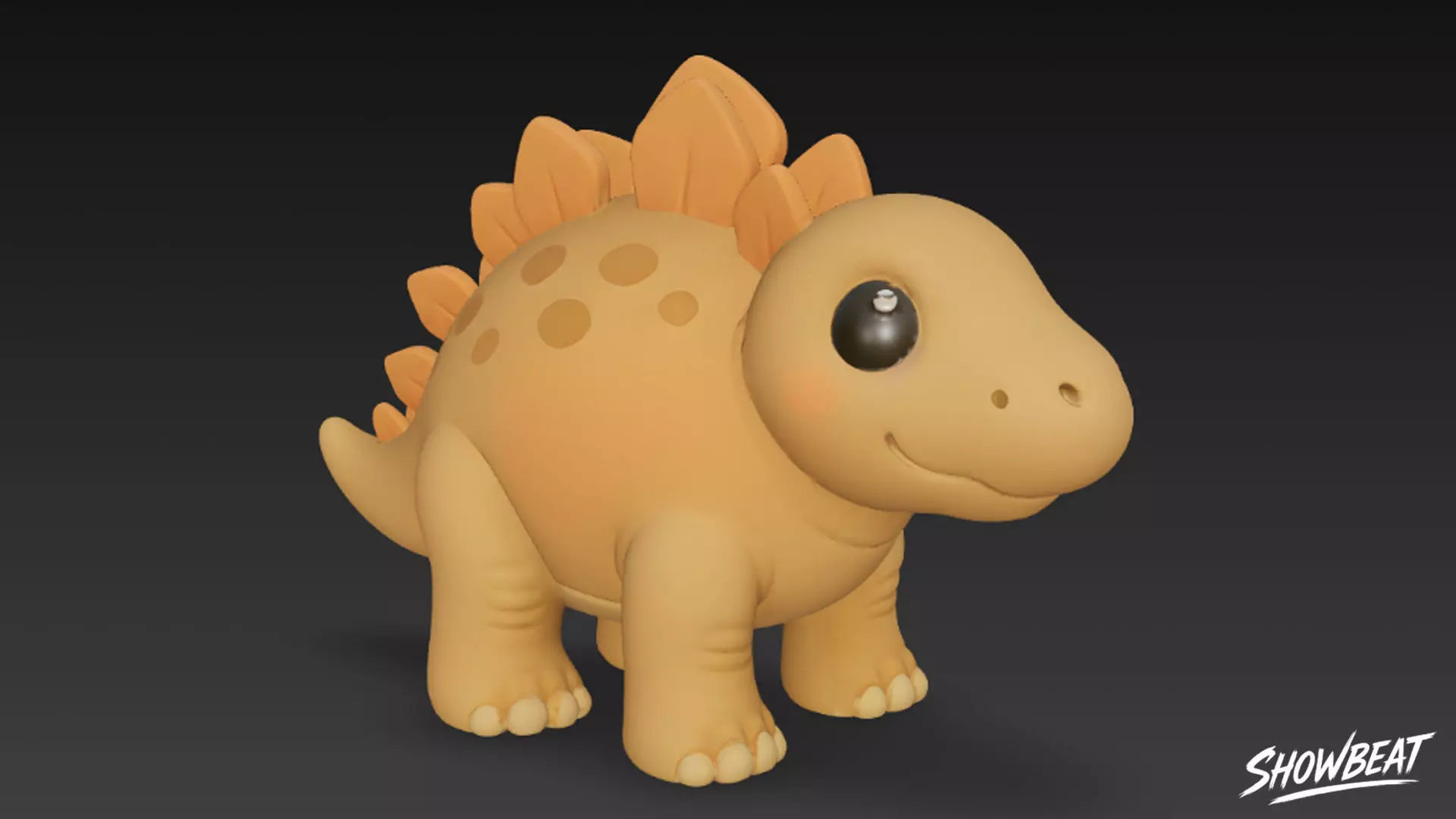 Cartoon Plush Stegosaurus Low-poly 3D model_1