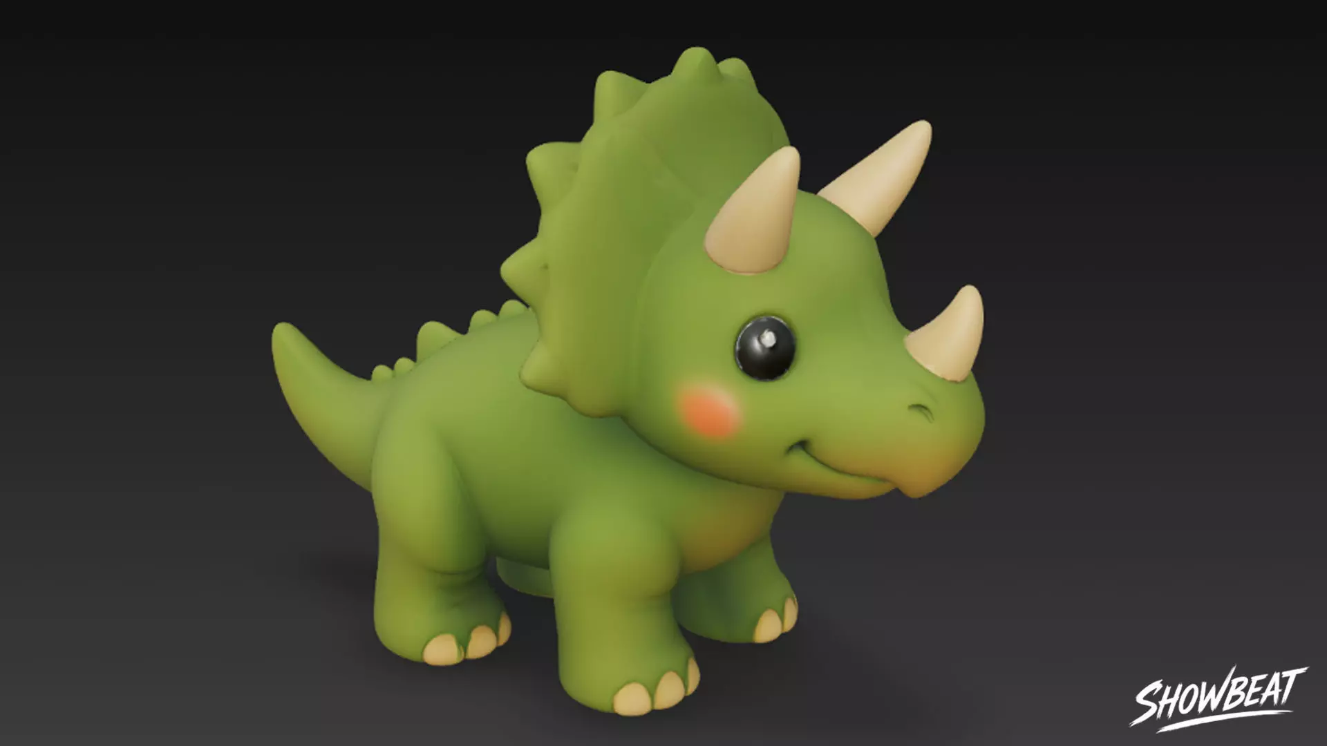 Cartoon Plush Triceratops Low-poly 3D model_2