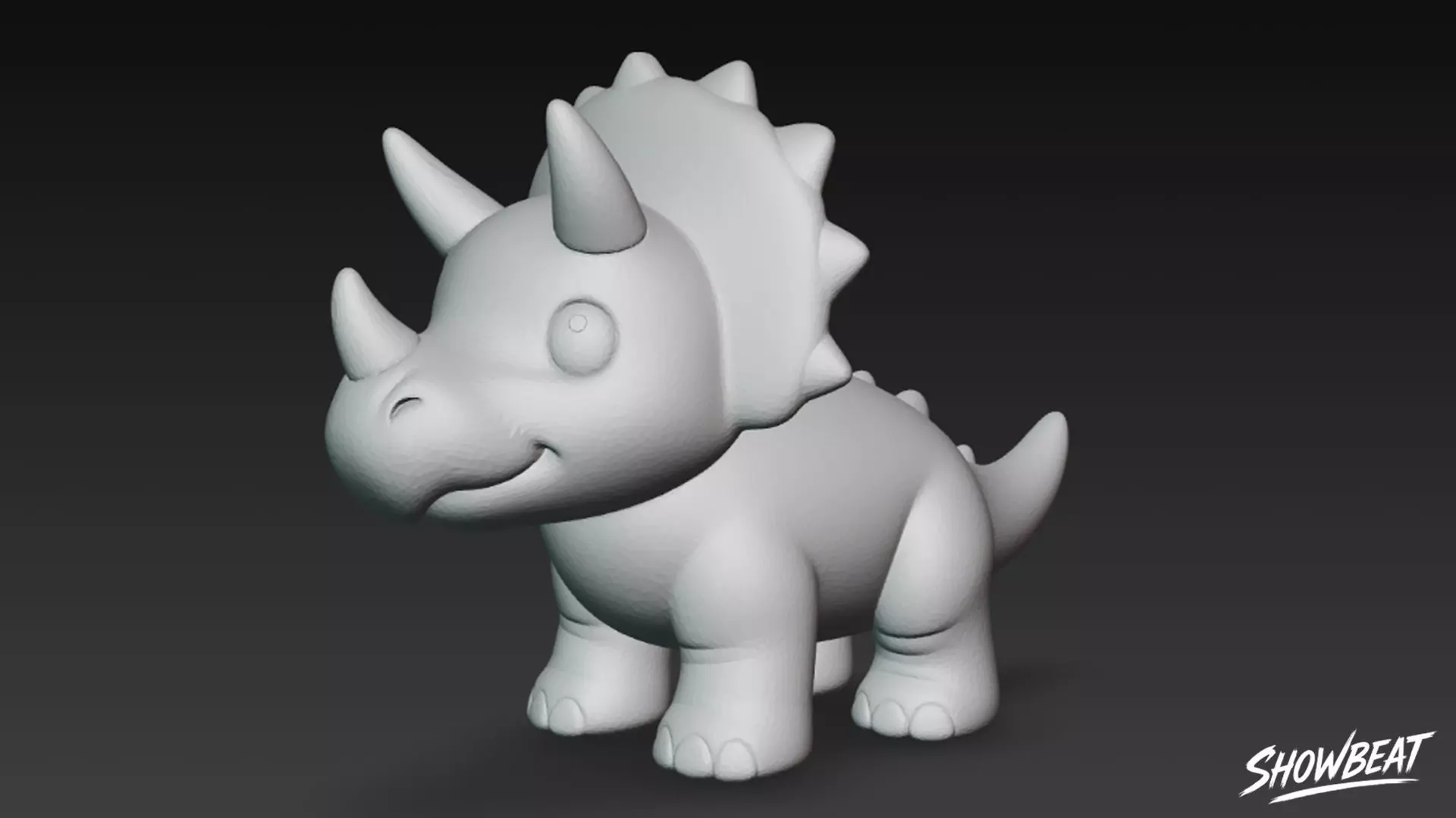 Cartoon Plush Triceratops Low-poly 3D model_7