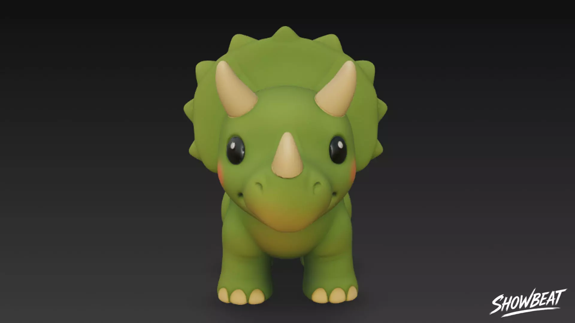 Cartoon Plush Triceratops Low-poly 3D model_1
