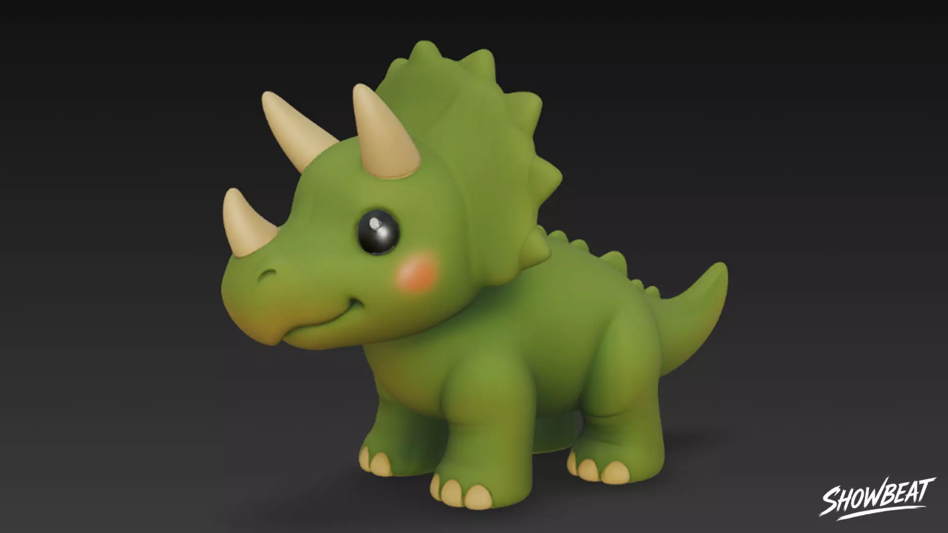 Cartoon Plush Triceratops Low-poly 3D model_0