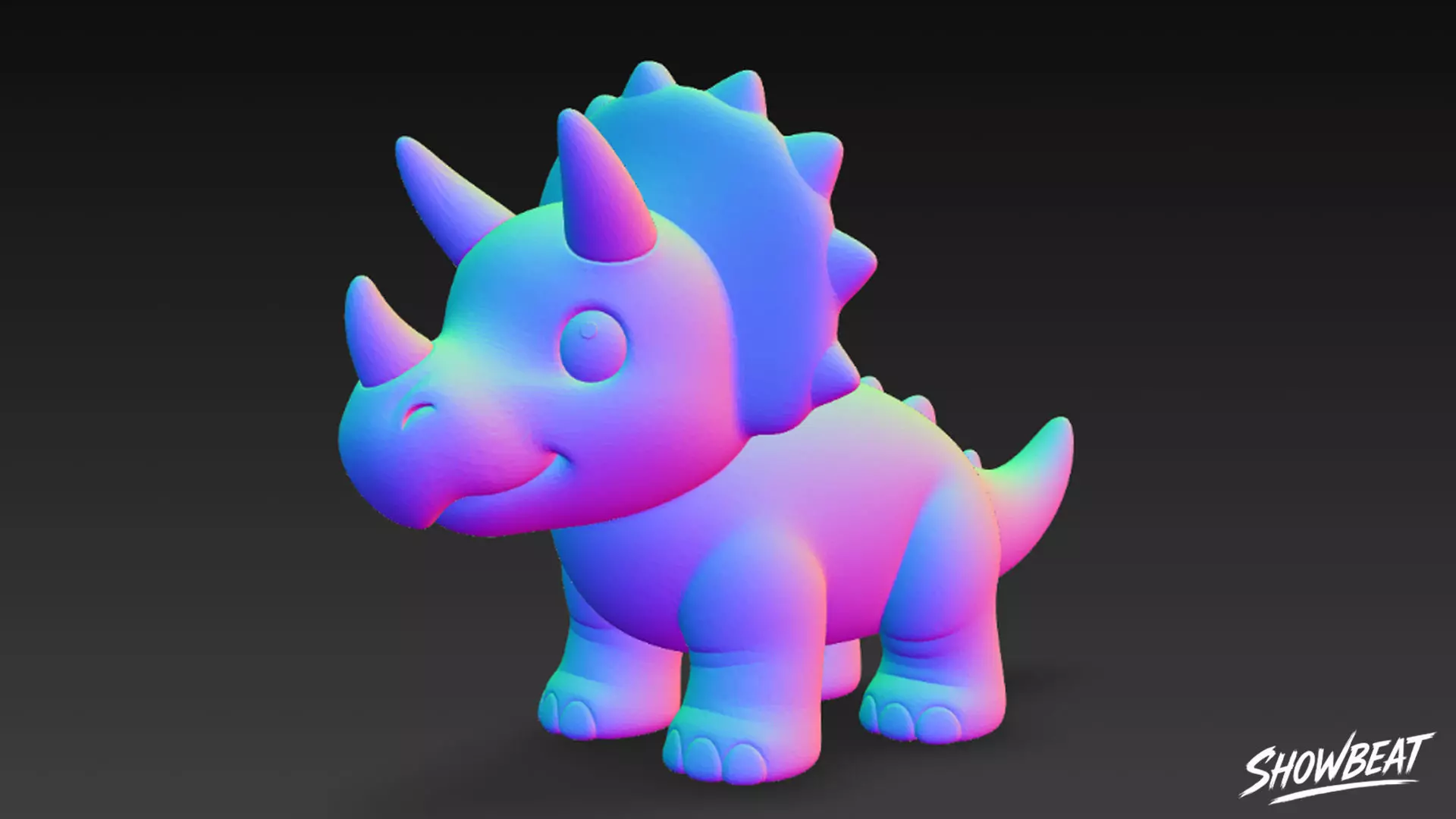 Cartoon Plush Triceratops Low-poly 3D model_6