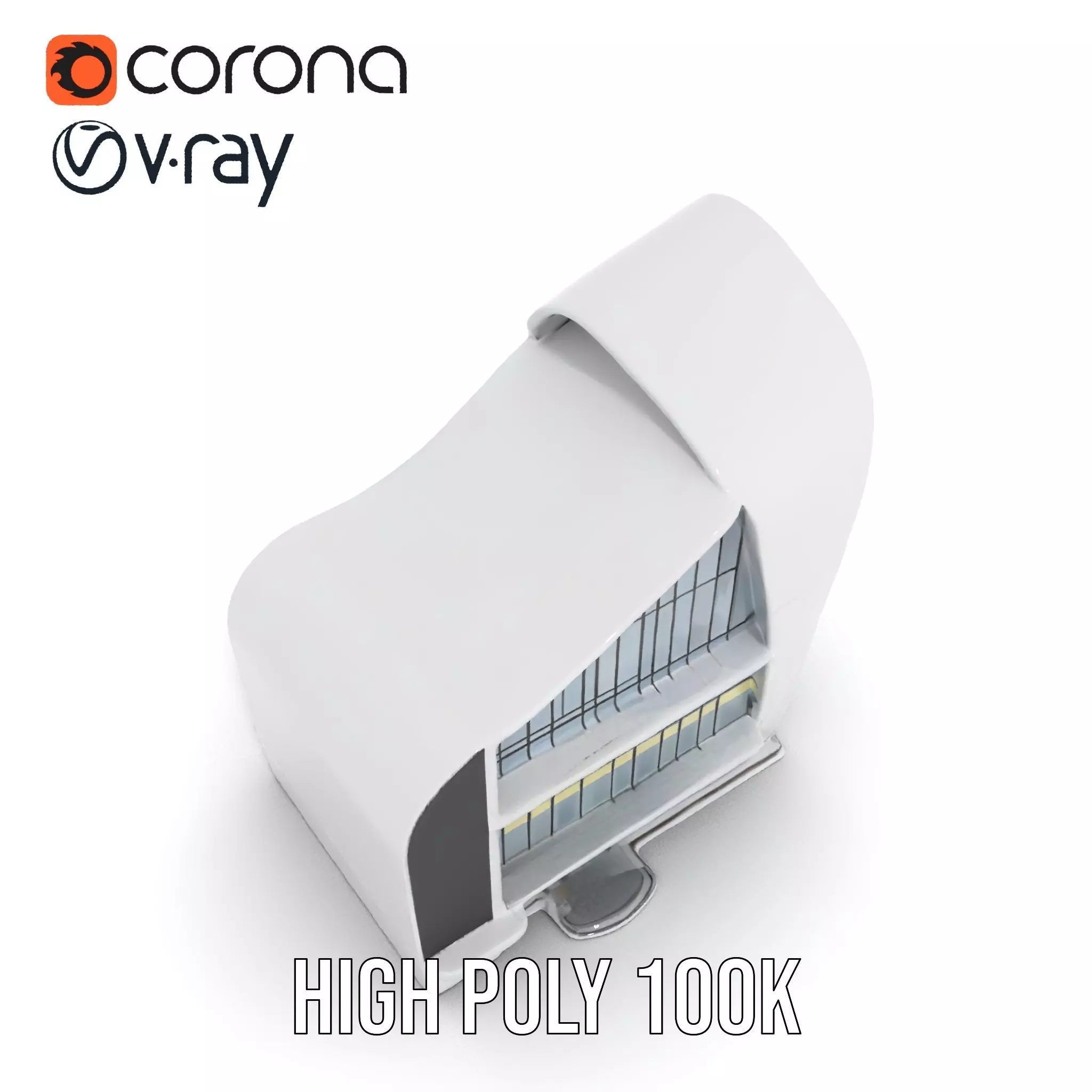 Futuristic White Building model pack Low-poly 3D model_23