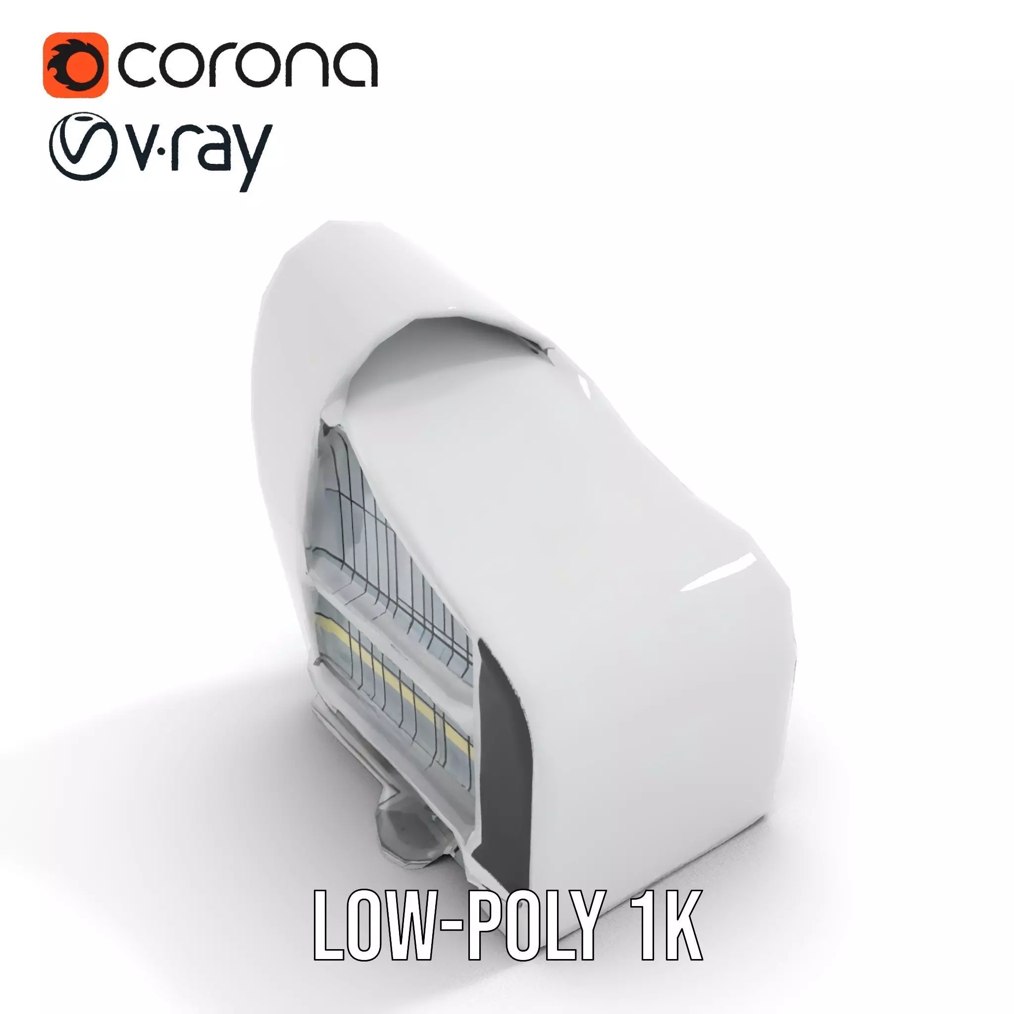 Futuristic White Building model pack Low-poly 3D model_10
