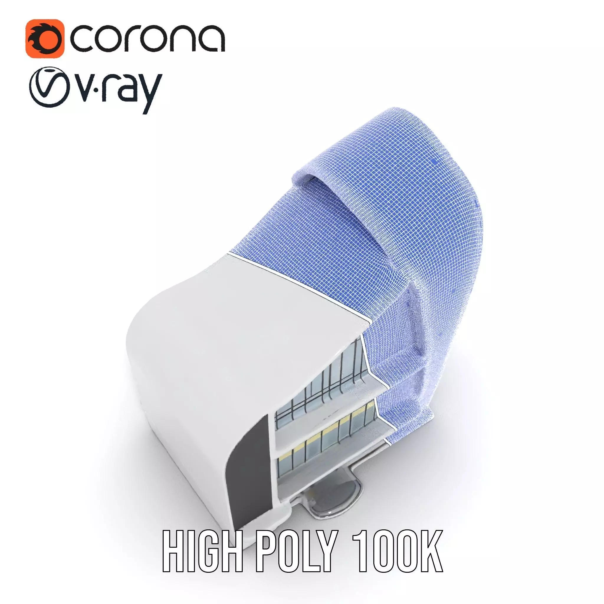 Futuristic White Building model pack Low-poly 3D model_32