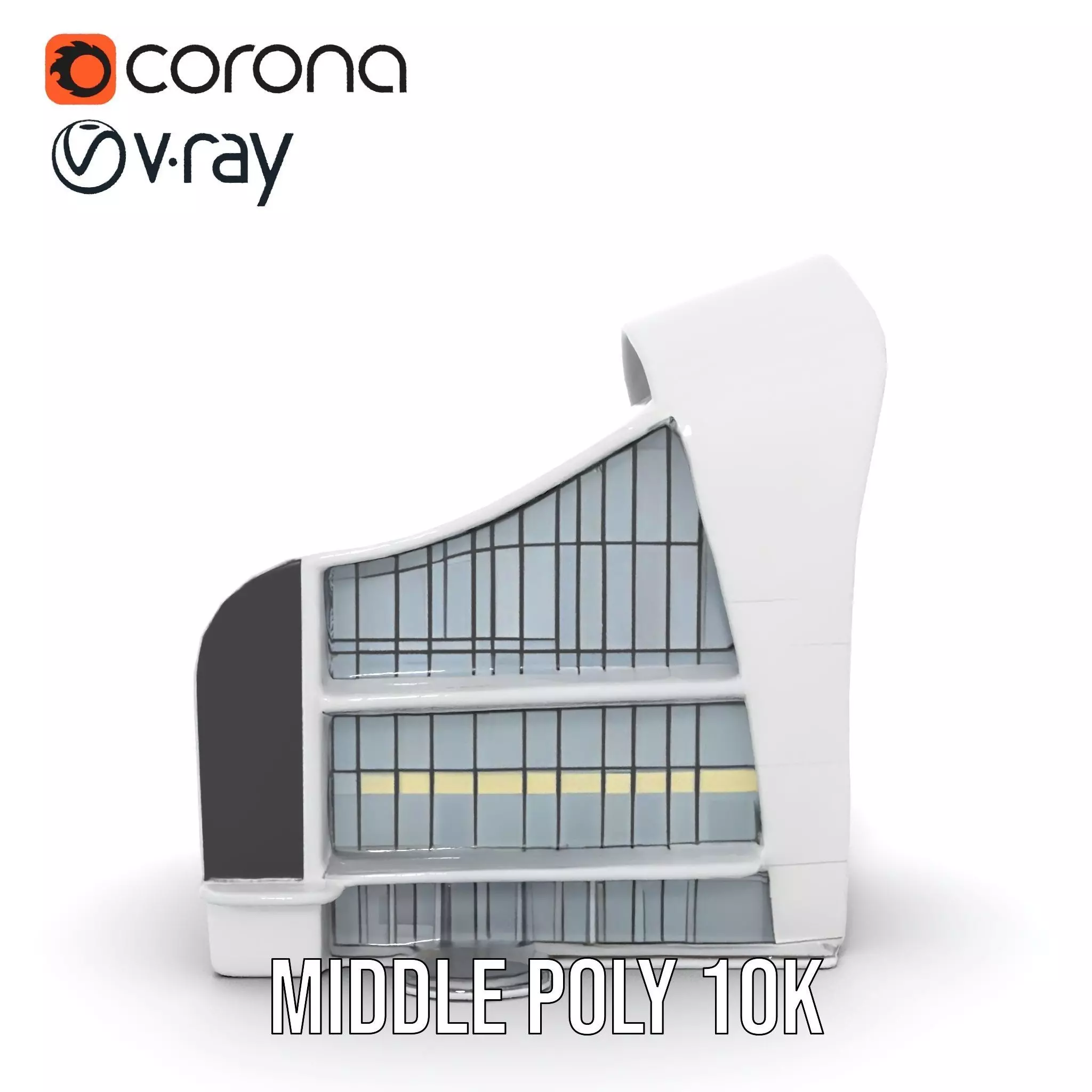 Futuristic White Building model pack Low-poly 3D model_17